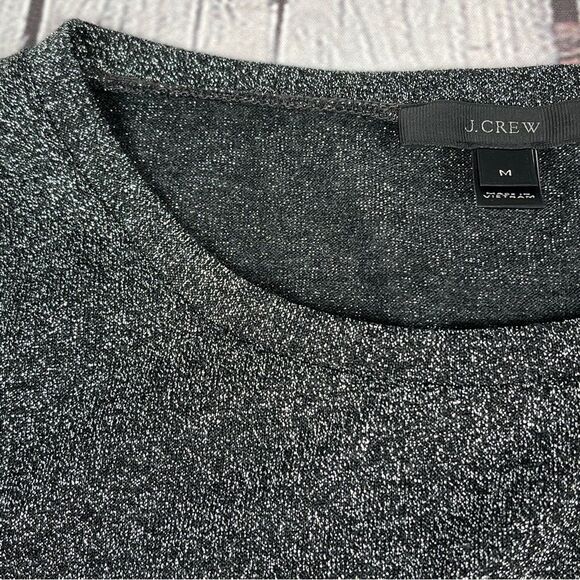 J.CREW grey silver metallic sparkle bell sleeve top, size M - Picture 6 of 14